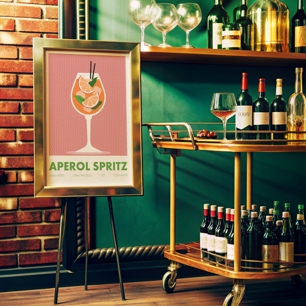 Aperol Spritz Cocktail Poster